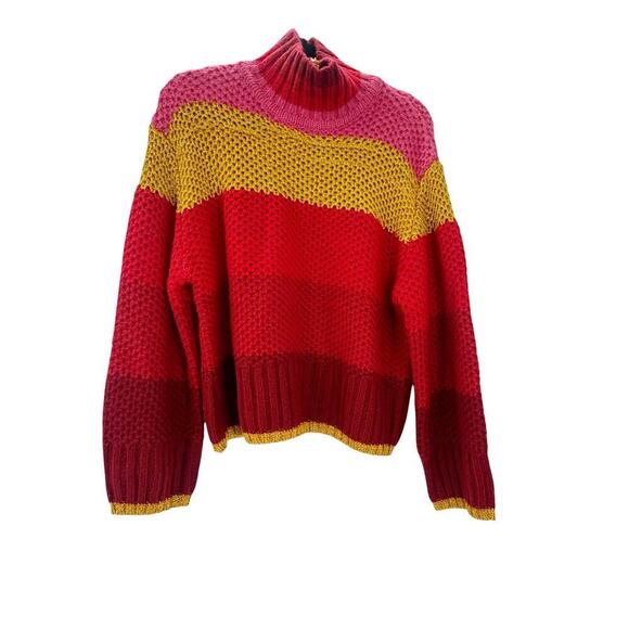 Farm Plantage Rio Stripes Sweater Knitted Mock Neck Oversized Size XS NWOT - Picture 7 of 12